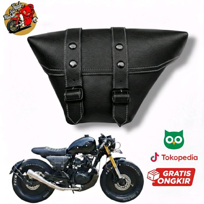 Gambar side bag sidebag motor classic cover bok boc aki kulit sintetis japs dari Triplesix Klasik Kota Bogor Tokopedia