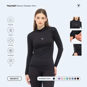 VALMAR SPORTWEAR Neva Manset Wanita Lengan Panjang Turtleneck Inner Baselayer Gym Fitness Running Spandex Stretch Adem Nyaman