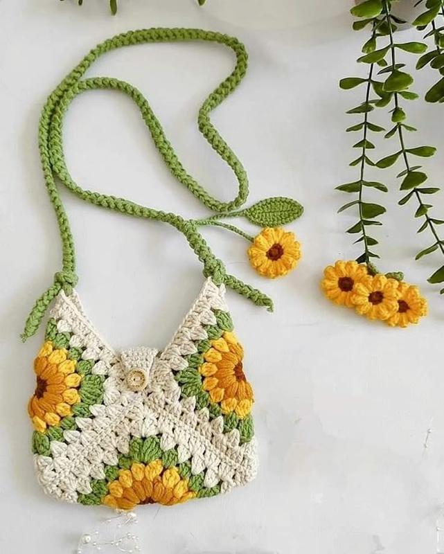  Túi len đeo chéo hoa hướng dương 