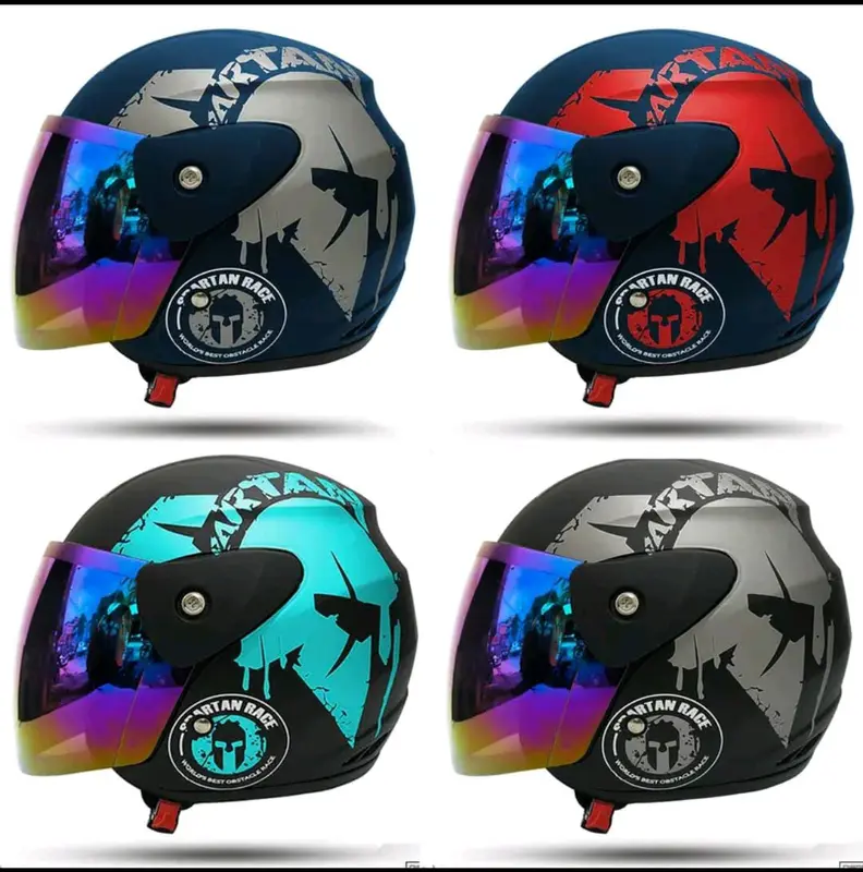 HELM EVO HALF FACE SPARTAN KACA SILVER/PELANGI/HITAM UNTUK PRIA DAN WANITA SUDAH SNI MOTORCYLE 0