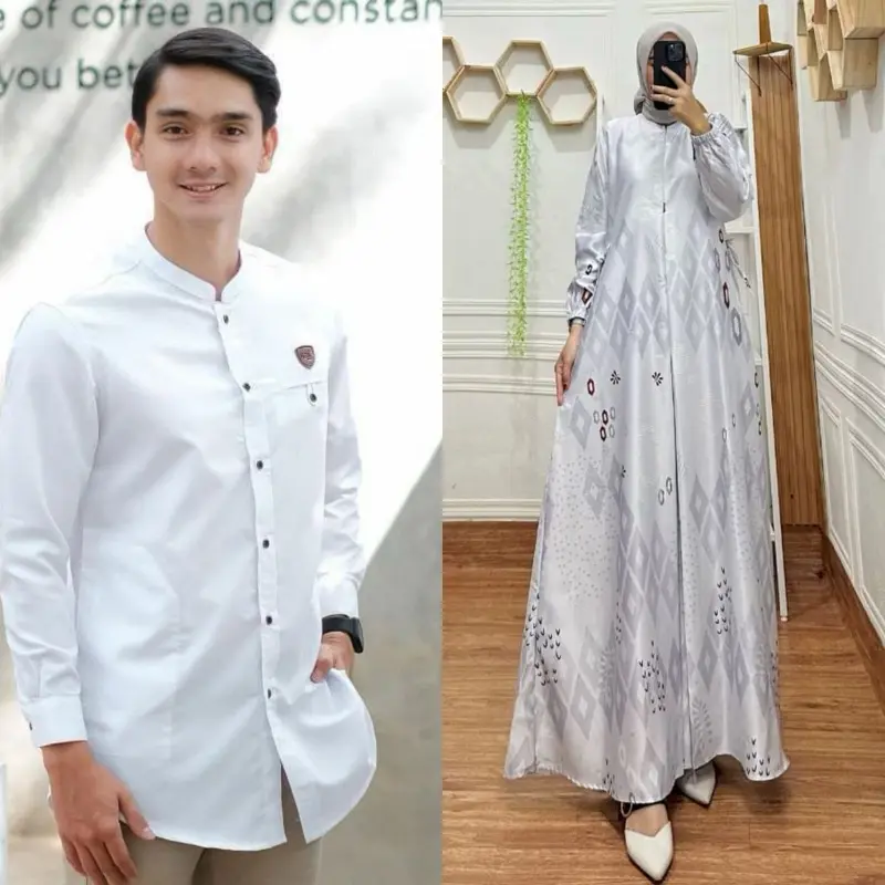 Couple Pasangan Lebaran 2025 Kanaya Ayunda silk Premium Kekinian Sarimbit 2025 Mewah Busui Gamis Kondangan Wanita Muslim Syari Dress Maxi Pesta Baju Simple Koko 5