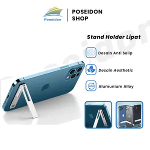 Stand Holder Lipat Ultra Thin Tipis Invisible Holder HP / Phone Stand Holder / Tempel Hape Mini / Bracket Hp Lipat Bahan Bbesi / Phone Holder Lipat Mini Holder Hp Tempel Casing Sticky Stand Hp Flexibel