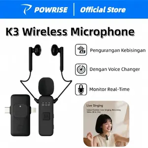 POWRISE K3 Wireless Soundcard Headset BT 2 in 1 Mikrofon klip Nirkabel Sound Card Earphones Live Broadcasting Audio Editing Atmosphere Ori