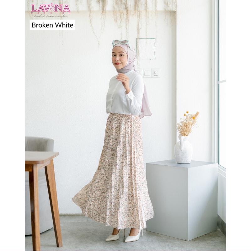 Lavina VB136 | Floria Skirt Rok Plisket Bunga Wanita Maxi Korean Style Bahan Hyget Premium 3