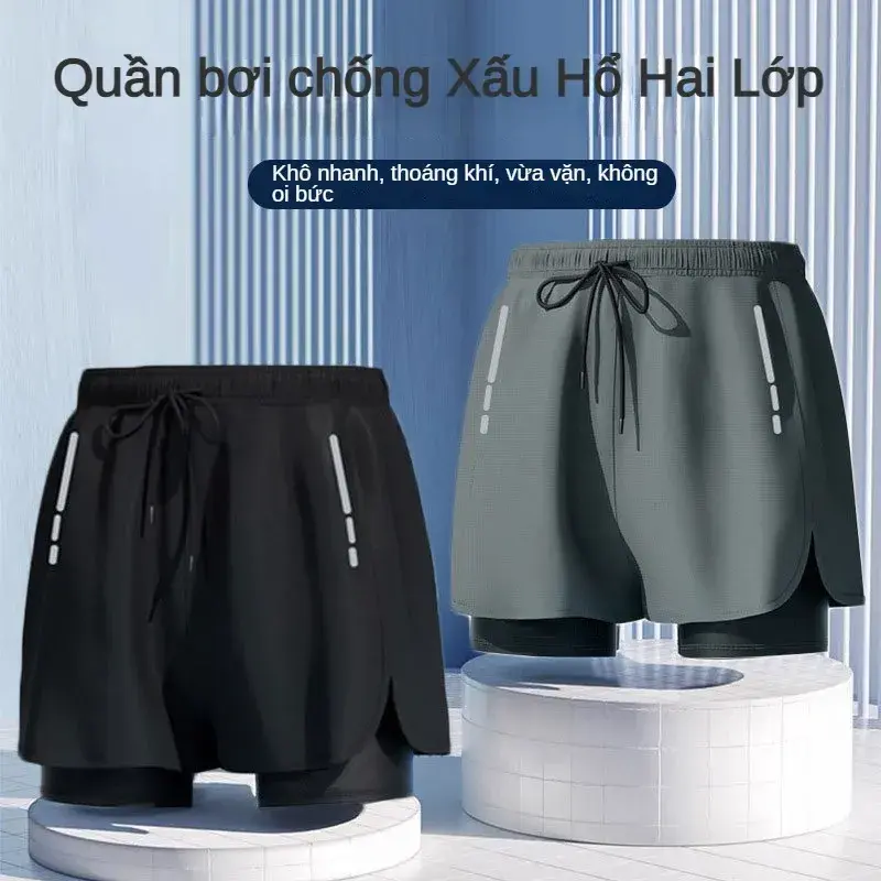 Quần Đùi Bơi Cho Nam, Vừa Vặn Rộng Rãi, Cỡ Lớn, Nhanh Khô, Thích Hợp Cho Quần Đùi Đi Biển, Ngâm Trong Suối Nước Nóng, Có Lớp Lót Đôi, Thiết Bị Bơi Lội