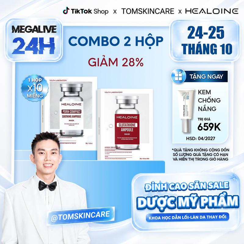 Combo 2 Hộp Mặt Nạ HEALOINE Phục Hồi, Dưỡng Sáng, Cấp Ẩm cho từng loại da (10 miếng x 2) 600g