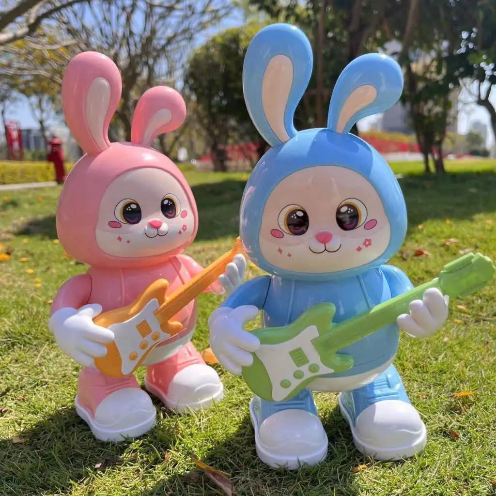 Đồ chơi thỏ đánh đàn guitar có đèn nhac cho bé vui nhộn , Đồ chơi thỏ phát nhạc nhún nhảy cho trẻ giải trí