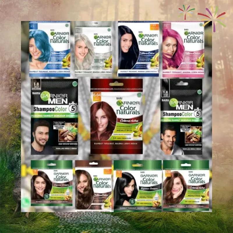 Pewarna Rambut Garnier Hair Color Naturals 30ml - Cat Rambut Dye Bebas Ammonia Berkilau dan Menyala 1