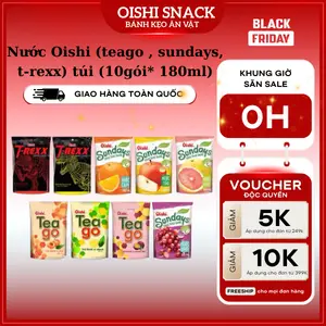 Thùng 10 Túi Nước Oishi Sundays/ T Rexx/ Tea Go / 200ML nhiều hương vị trái cây
