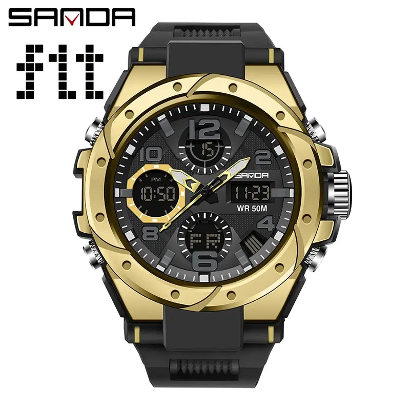 Trendy and personalized men's electronic watch, outdoor sports waterproof night light watch, multifunctional male and female student watch[No box]