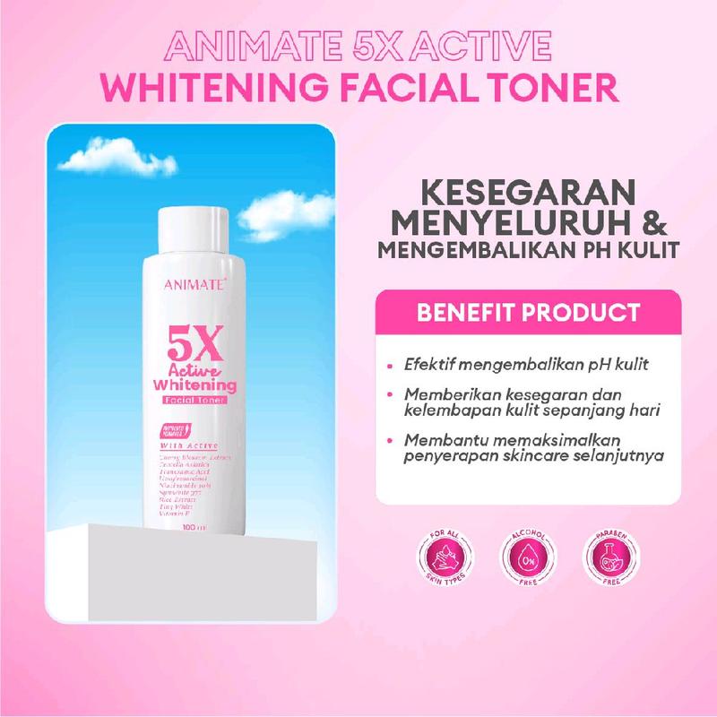 Animate 5X Active Whitening Facial Toner 100ml 4