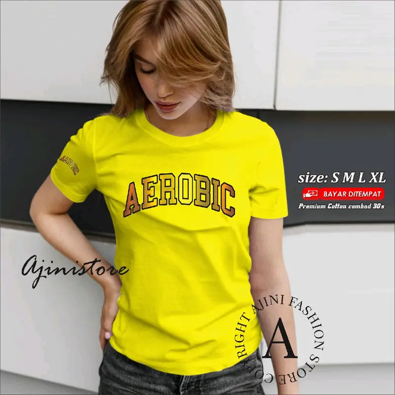 kaos aerobik baju atasan olahraga wanita terbaru kaos olahraga wanita kaos senam zumba atasan olah raga kaos aerobic katun combad 30s gold series Sport 0