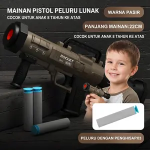 8+Teknologi Peluncur Roket Busa Mini Berpengisian Manual Mainan Aman Edukatif dan Menghibur Sempurna untuk Hadiah Ulang Tahun Anak Peluncur Peluru Busa EVA Desain Mini Portable Warna Pasir Panjang Mainan 22cm