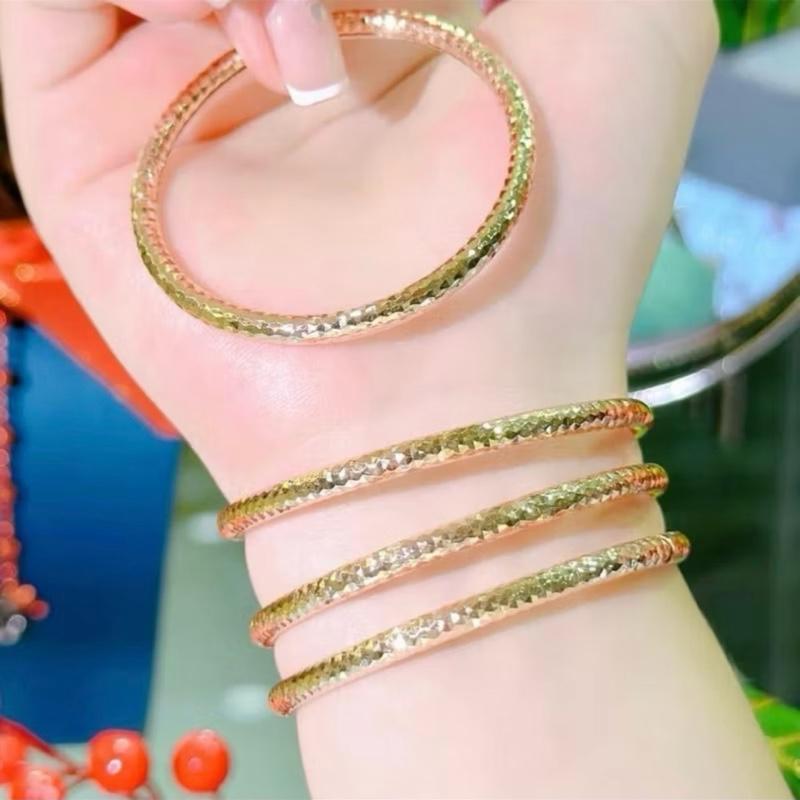 Vòng Tay Đơn , Đôi Nữ TiTan Mạ Vàng 18k Khắc Kim Cương Bền Màu - Trang Sức