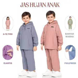 RAF Jas Hujan Anak Umur 6-12 Tahun Fullpress Kain Pvc 025 Tebal Anti Air