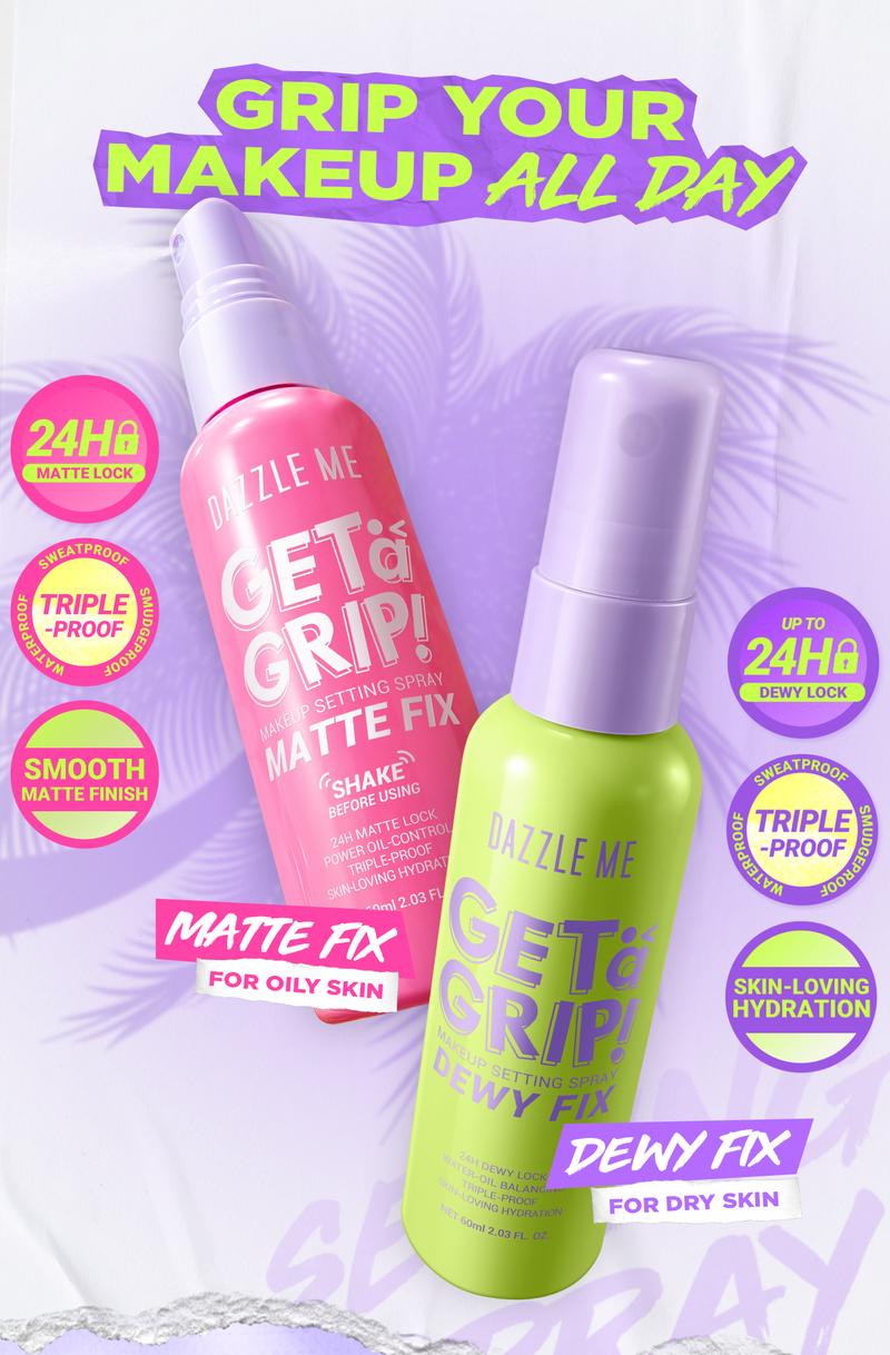Product Introduction of [POPBELA Best Setting Spray 2024 Winner] DAZZLE ME Get a Grip! Makeup Setting Spray Dewy Fix Beauty Protecting 4 X Hydrating Makeup Mist Flawless Lightening Primer Water Tahan 24 JAM 8