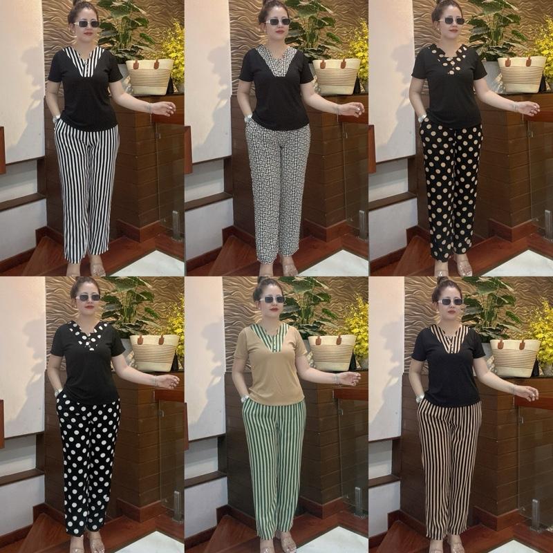 ĐỒ BỘ TRUNG NIÊN, ĐỒ BỘ TẶNG MẸ TẶNG BÀ CO GIÃN THOẢI MÁI HD161 Ủ kem thun gân bộ quần áo cho bà