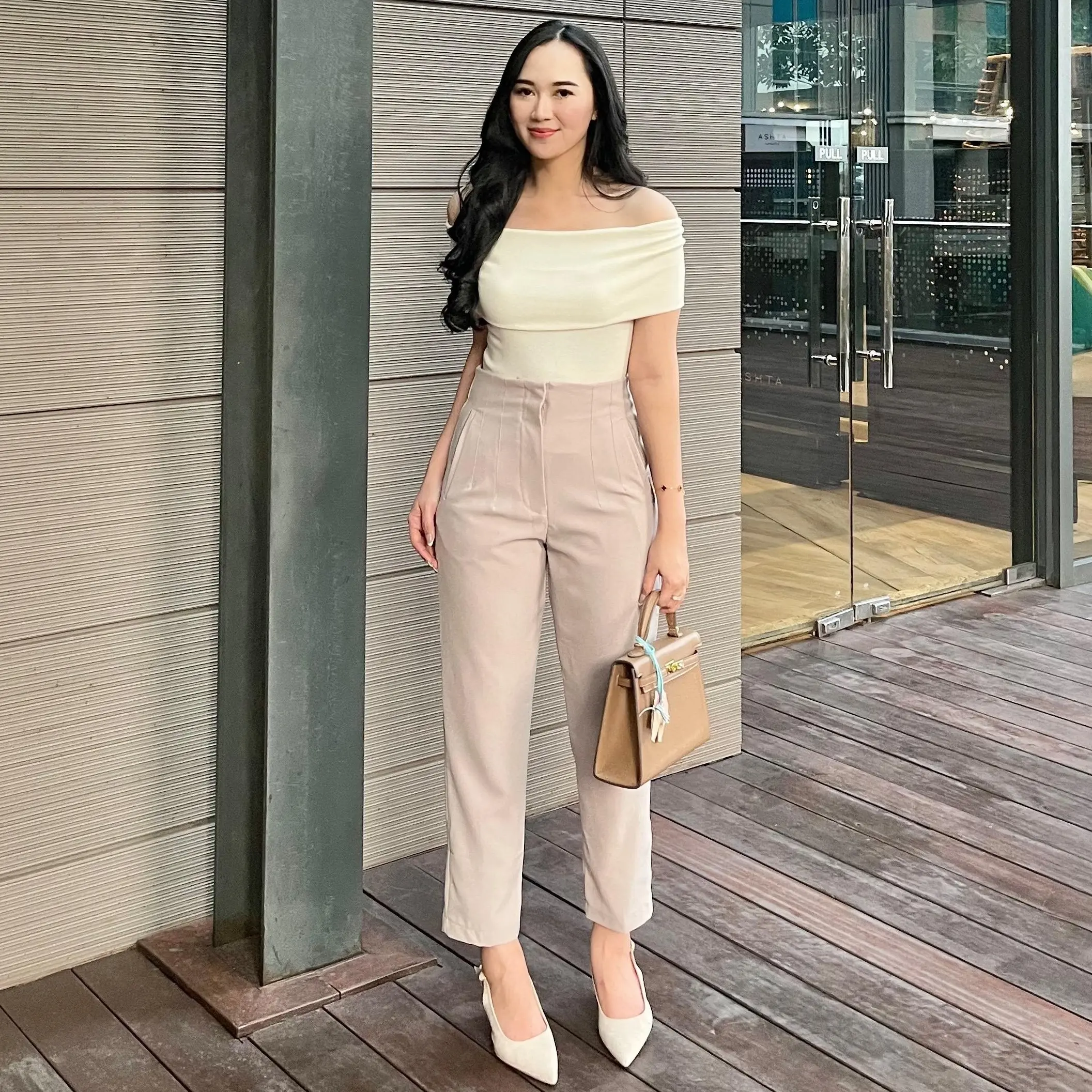 KLEOVA | Sierra High Waist Pants - Office Trousers Panjang Formal/Casual - Celana Kerja Kantor Wanita Highwaist Korea Bahan Kain Tebal