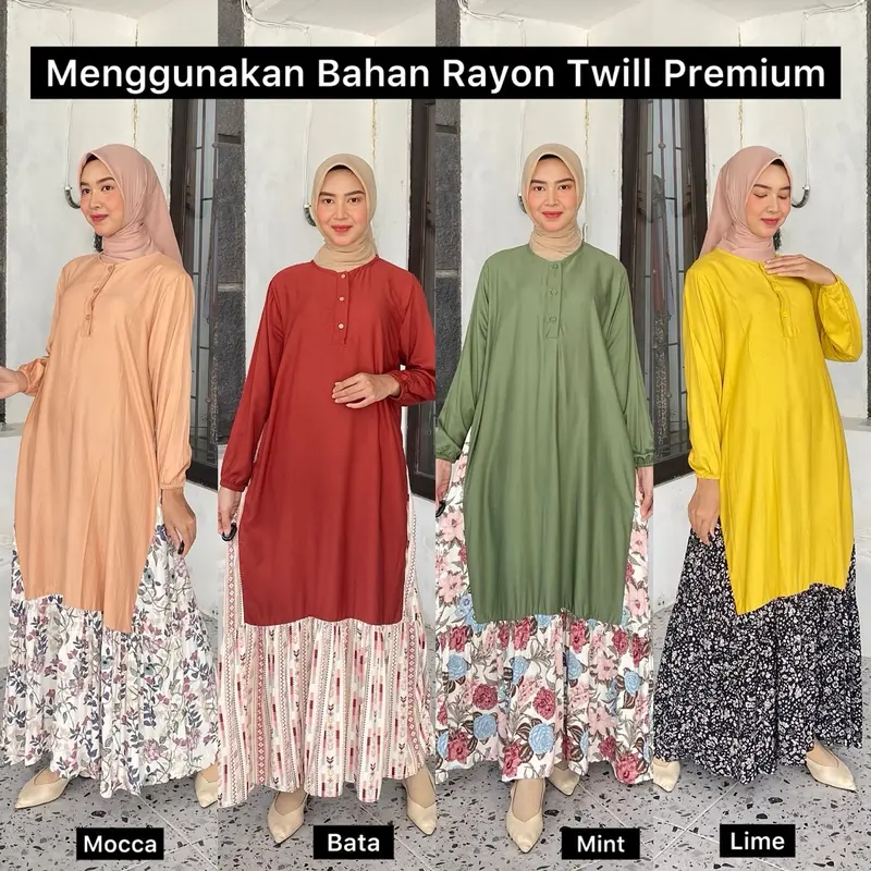 Nirmala Maxy dan Midi Dress - Gamis Twill Rayon Lebaran 2