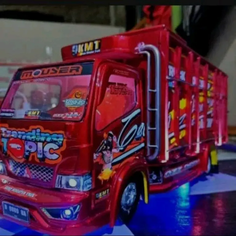 PROMO MINIATUR TRUK KAYU TRENDING TOPIK TERBARU BISA OLENG KANAN KIRI BONUS LED 3MODE FREE TERPAL Roda Truk Lampu 3