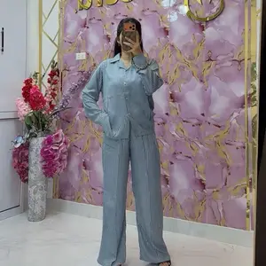 one set motif stripe l setelan wanita rayon premium motif panjang