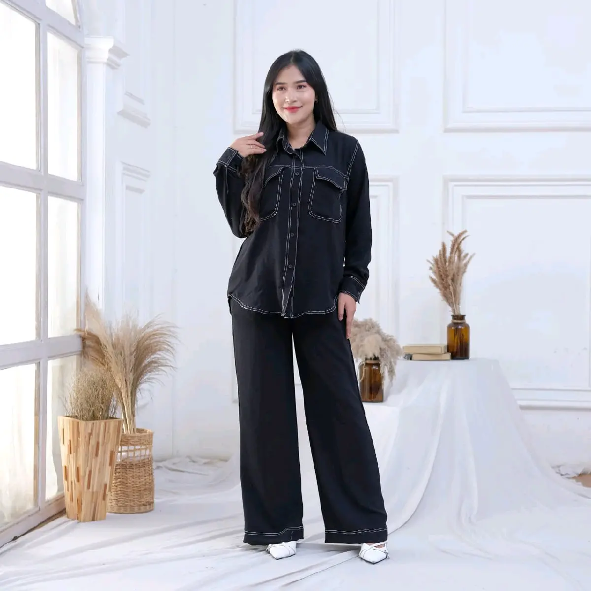 Devinna One Set  -Pakaian Muslim Wanita - Set Baju Muslimah -One Set  Premium Cringkel