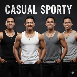 PROMO 4 PCS Singlet Pria Dewasa Kaos Dalam Cowok Sporty Keren dan Stylish untuk Aktivitas Olahraga atau Santai