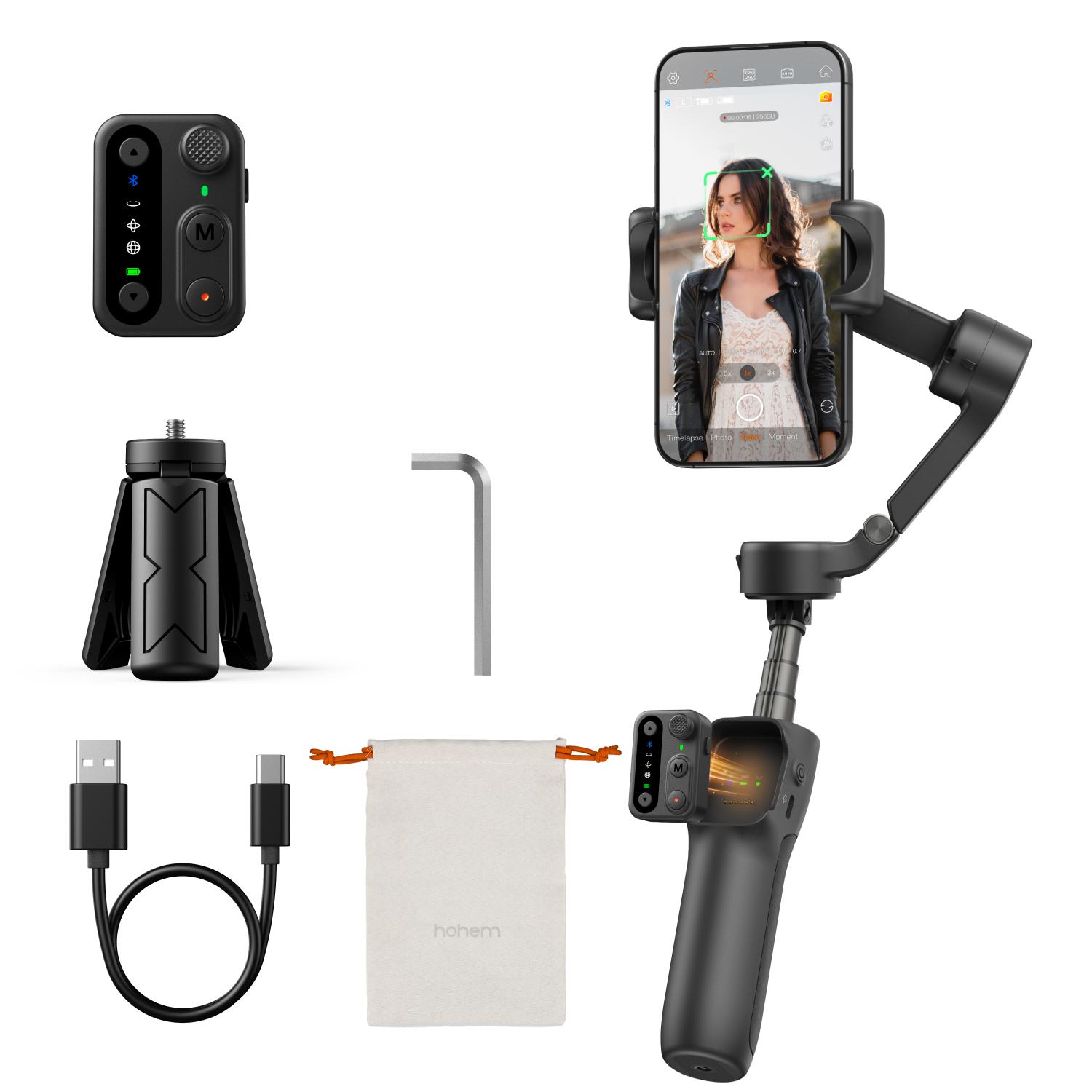 Hohem iSteady X3 SE PLUS Gimbal, AI ติดตามใบหน้า, Gimbal สมาร์ทโฟน, รีโมทคอนโทรลที่ถอดออกได้, Gimbal