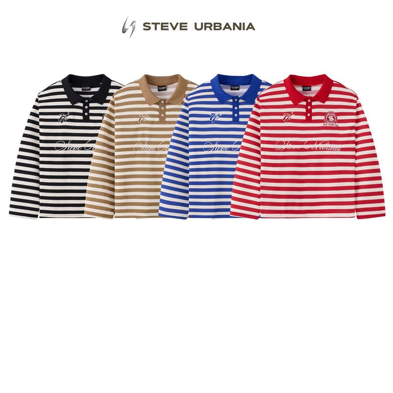  Áo POLO kẻ sọc tay dài Unisex nam nữ mặc đều đẹp hoạ tiết thêu nổi tạo hiệu ứng 3D STRIPED LONG SLEEVES cổ bẻ phong cách Hàn Quốc vải cotton mềm cao cấp áo thu đông nam nữ tay dài - LS02 