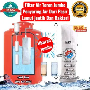 Filter Air Toren Jumbo Penyaring Air dari lumut pasir cacing dan anti bacteri cocok Untuk Toren Tandon Air di Rumah Dan Di Pabrik Saringan