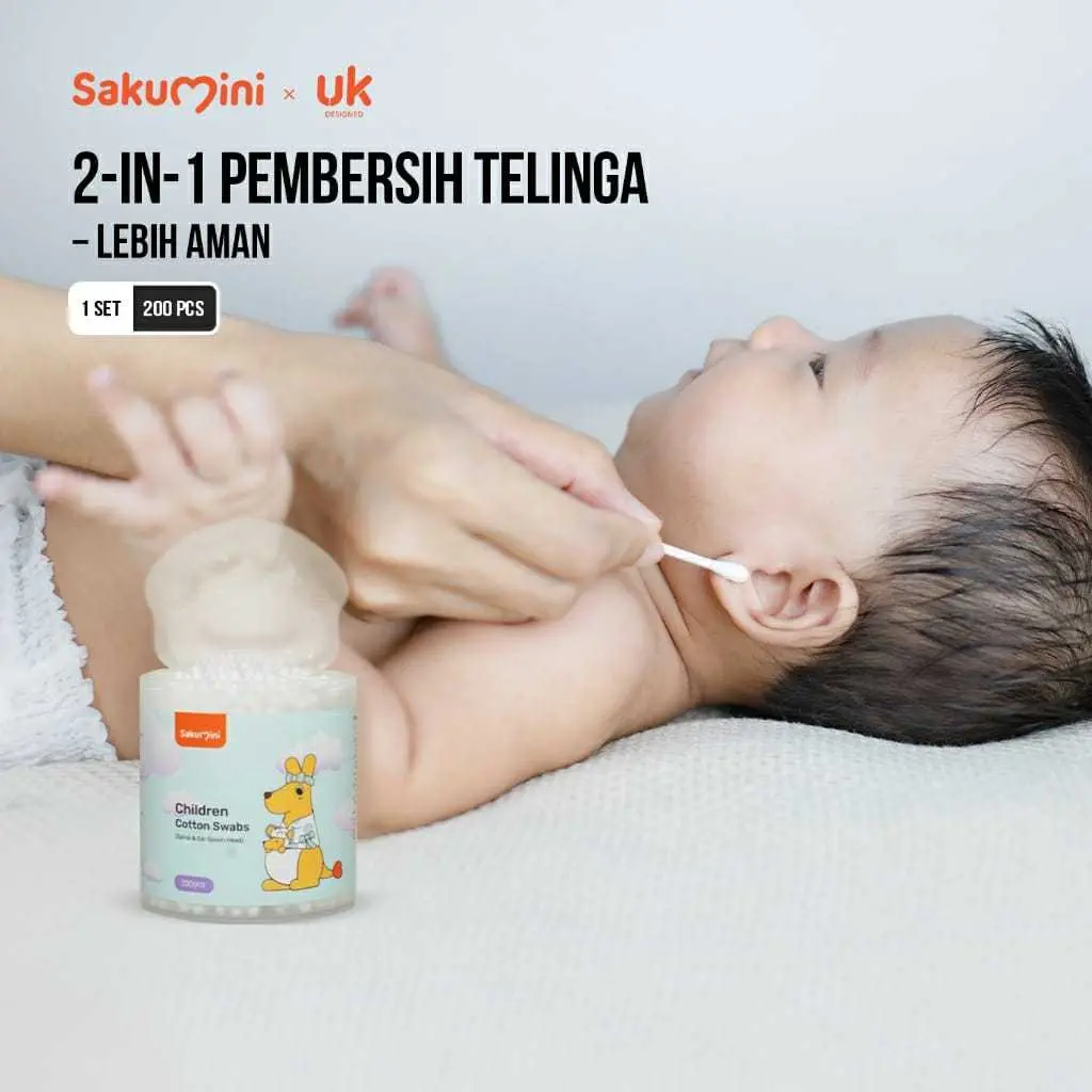 Sakumini Cotton Bud 2in1 Pembersih Telinga 2 Sisi Korek Kuping Bayi