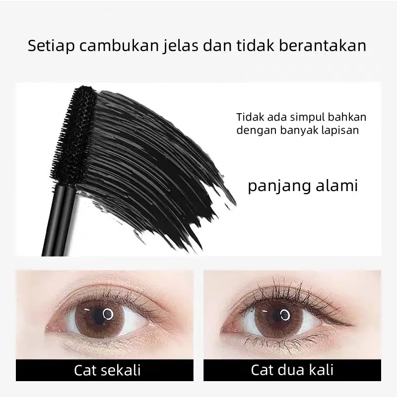 Mascara Waterproof Anti Luntur Menambah volume menebalkan Black Hitam Eye Cairan Mascara 5