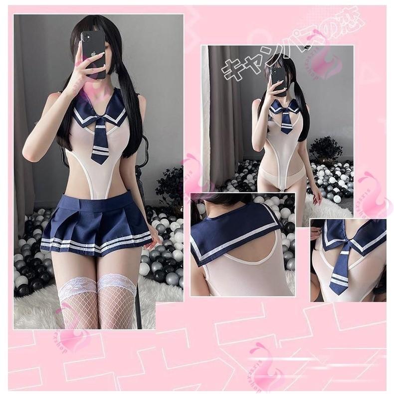 Lingerie Sexy Japanese Manis Siswa Cosplay Seksi hot Set Jumpsuit Rok Mini 3A211 Lingerie Hot Cosplay Kostum Seragam Setelan Sekolah Jepang Import 6