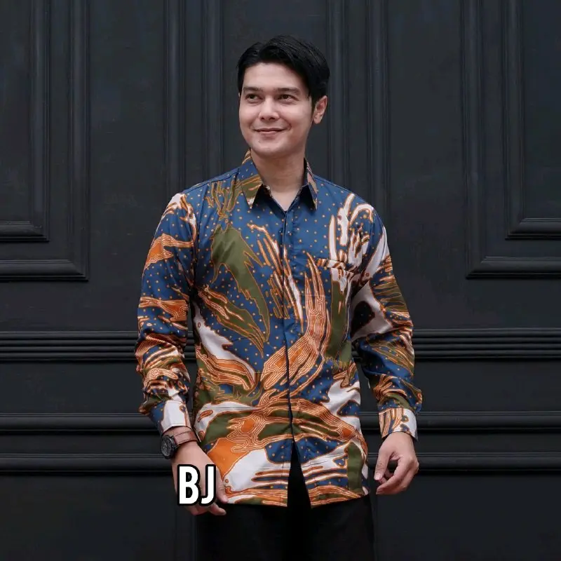 Kemeja Batik Premium Berfuring Lengan Panjang Atasan Pria Nyaman Motif Kain Katun 2