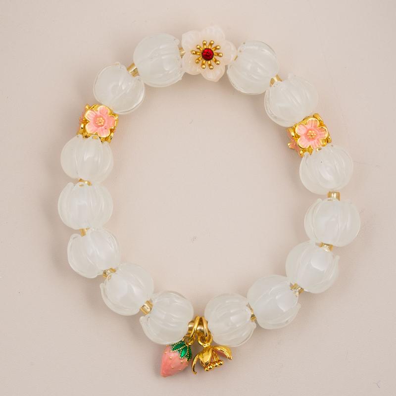 Starry Crystal Non-Natural Marble White Glass Women's Bracelet - Handcrafted Artisan Jewelry 1