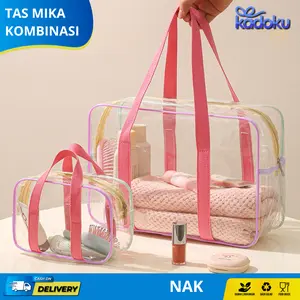 Travel Bag Transparan Tas Peralatan Mandi Toiletry Skincare Make Up Waterproof Portable / Pouch Bag