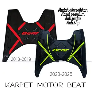ASLY Karpet Motor Beat 2020 sd 2025 Hitam Doff Motif Glossy Hitam & Merah Kualitas Premium Pelindung Dashboard Motor Anda Anti Slip Mudah Dibersihkan