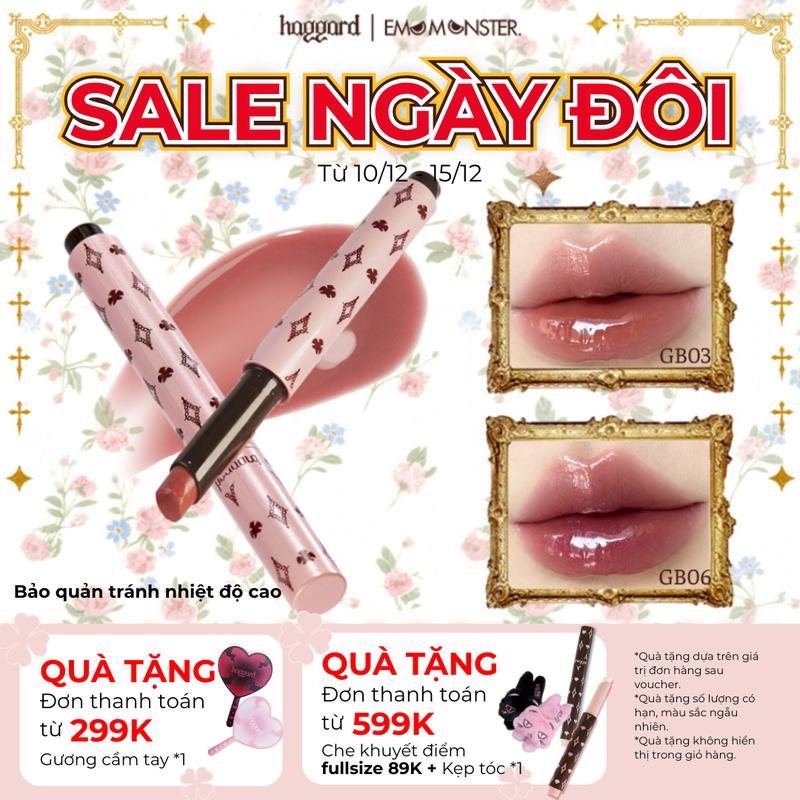  haggard Son Bóng Dạng Thạch EMO Monster 1.9g Series Melting Glossy Balm Môi 3D Son Dưỡng Trang Điểm Makeup Nữ 
