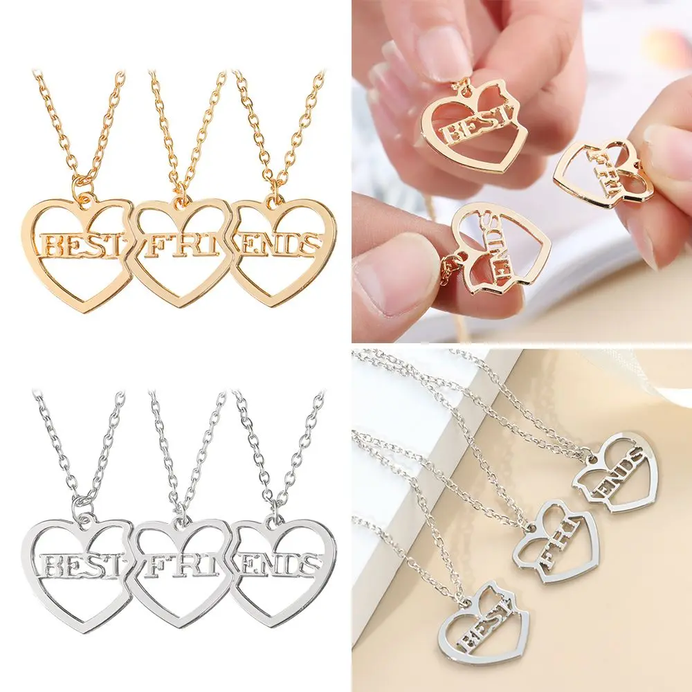 Mặt Dây Chuyền Thời Trang Bạn Thân, 3 Cái / bộ, Mặt Dây Chuyền Tưởng Niệm Bạn Bè Hình Trái Tim, Vòng Cổ Ngày Lễ Tình Nhân, Vòng Cổ Tình Yêu Cặp Đôi
