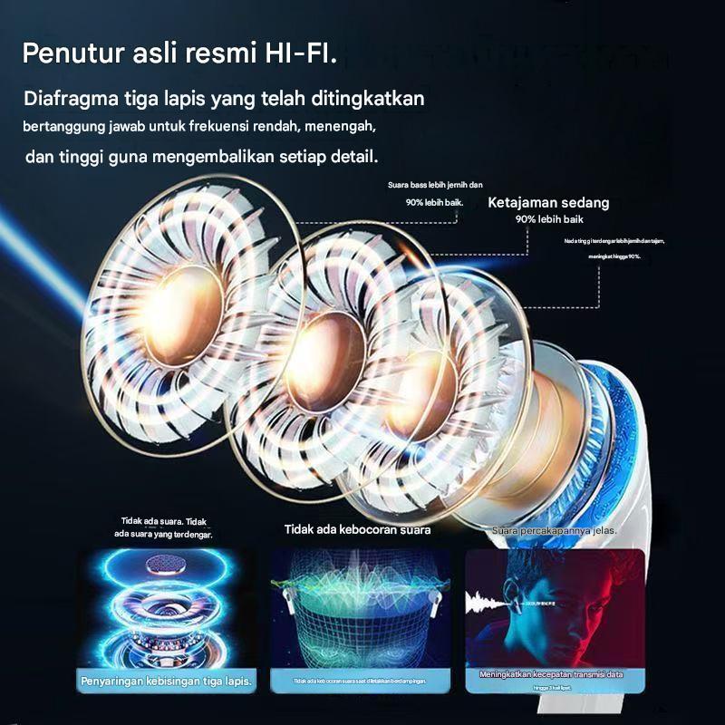 xctopest HT38 Black Myth Wukong AI Earphone TWS 50dB Peredam Kebisingan Aktif, Bluetooth 6.0, Daya Tahan Baterai 47 Jam, Headphone Nirkabel Sejati, IP54