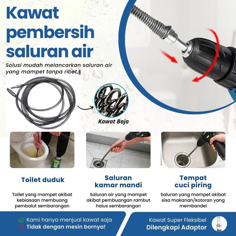 Product Introduction of Pipe Cleaner Kawat Pembersih Saluran Pipa Mampet Dengan Adaptor Bor 7