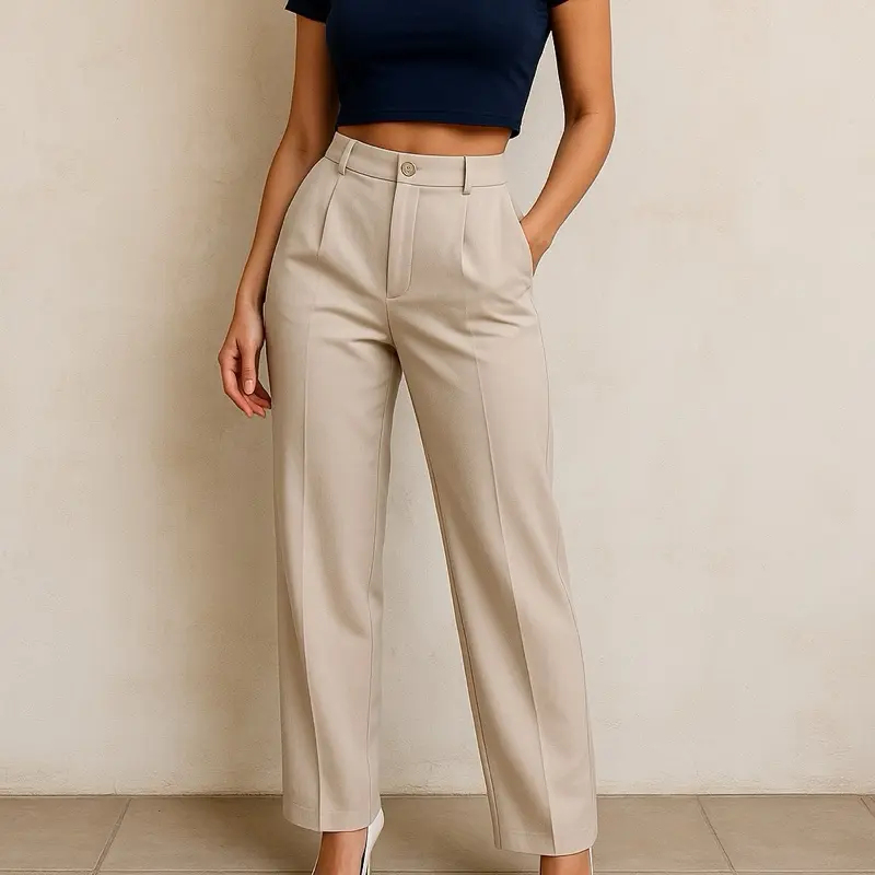 Hersoul-IU Loss Pants-09 Celana Kantor Highwaist-Celana Kulot Wanita Anti Kusut Panjang Casual Loose Crinkle celanakulot 1