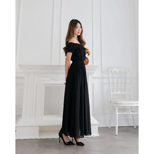 Miracle Sabrina Dress - Chiffon Import - Gaun Pesta Pantai Prewed Polos panjang formal Mewah 4
