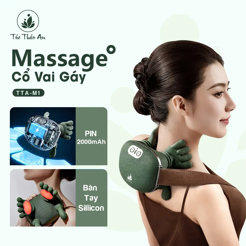 Máy Massage Bàn Tay Kết Hợp Chườm Nóng Hồng Ngoại - Bàn Tay Silicon - Bảo hành 2 Năm