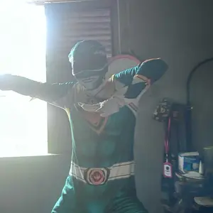 Pria Dewasa Wanita Perkasa Morphin Power Rangers Cosplay Kostum Halloween Pesta Mewah Jumpsuit