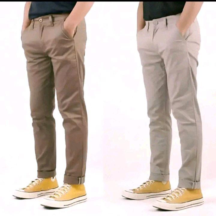 (PAKET 2 CELANA)Celana panjang pria slimfit chinos nevada strech/elastis bahan Twill Katun Stretch Nyaman Melar Casual 4