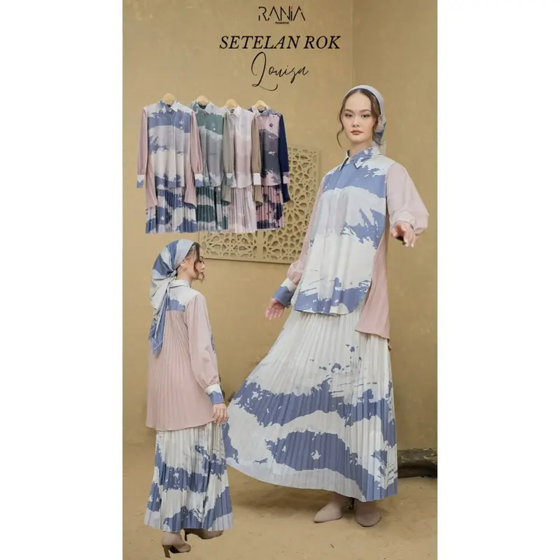 Setelan Rok Plisket Motif Louisa By Rania Fashion 0