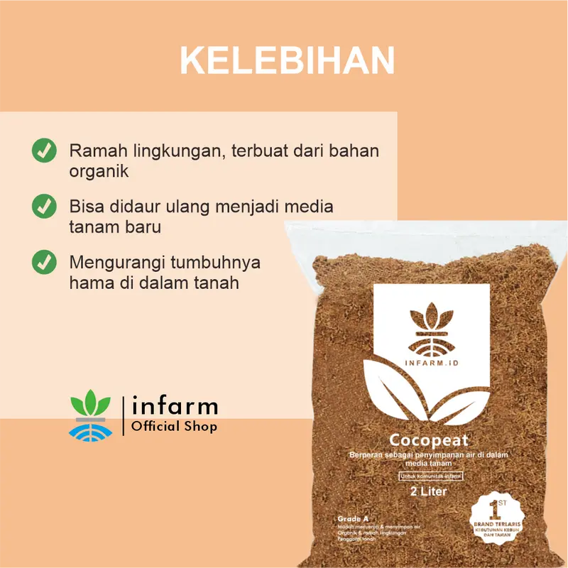 Cocopeat Serbuk Kelapa Media Tanam  2 liter Infarm Media Tanaman Tanah 3