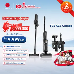 Roborock Wet and dry vacuum cleaner  F25 ACE Combo 20000pa | Penyedot Debu Robot 5in1 | Roda universal bertenaga AI| Anti Kusut Bulu | Sterilisasi 90℃ | Garansi 2 Tahun