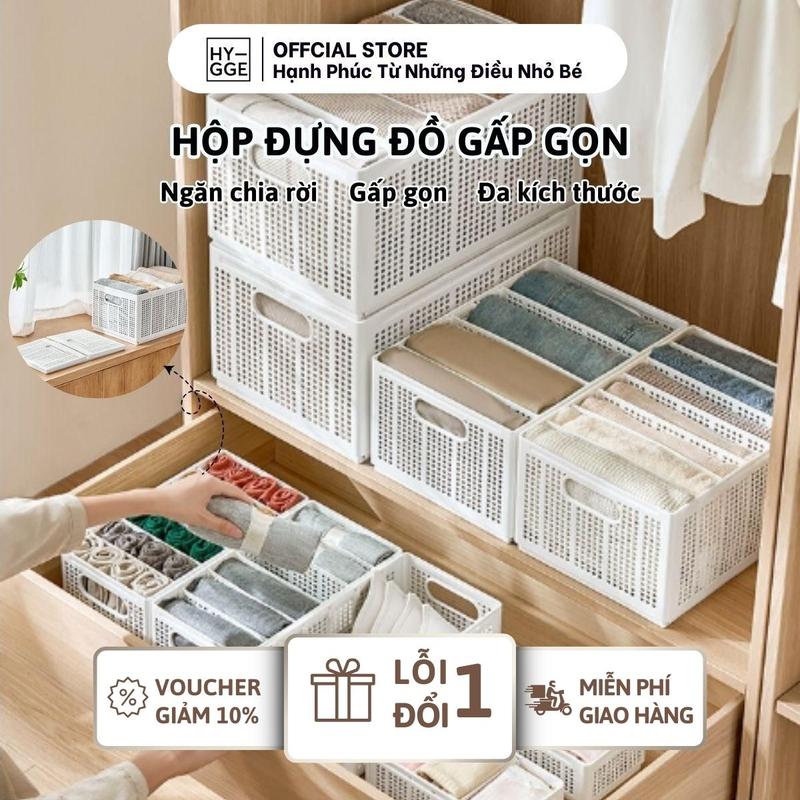 Hộp Đựng Quần Áo Gấp Gọn Chia Ngăn Hộp Nhựa Đựng Đồ Lót Tất Vớ Giỏ Nhựa Đựng Đồ Tiện Lợi Gọn Gàng Chắc Chắn